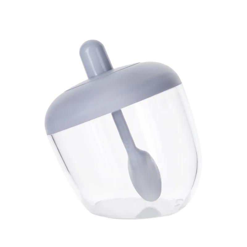 

Прозрачная креативная японская кухонная круглая влагостойкая пылезащитная банка для специй контейнеры для приправ с ложкой серый