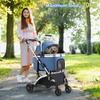 Foldable 3-in-1 Dog Cat Stroller, Pet Stroller with 360° Wheels, Storage Basket, Mesh Window, Cup Holder
