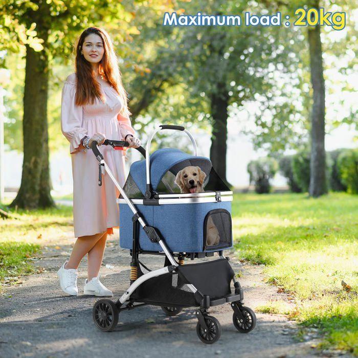 Foldable 3-in-1 Dog Cat Stroller, Pet Stroller with 360° Wheels, Storage Basket, Mesh Window, Cup Holder