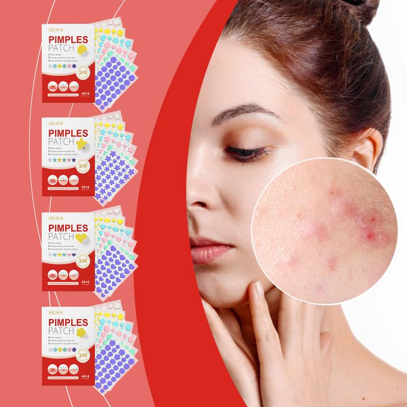Heart Star Flower Round Pimple Patch for Spot Hydrocolloid 240pcs for Blemish Concealing Facial Care