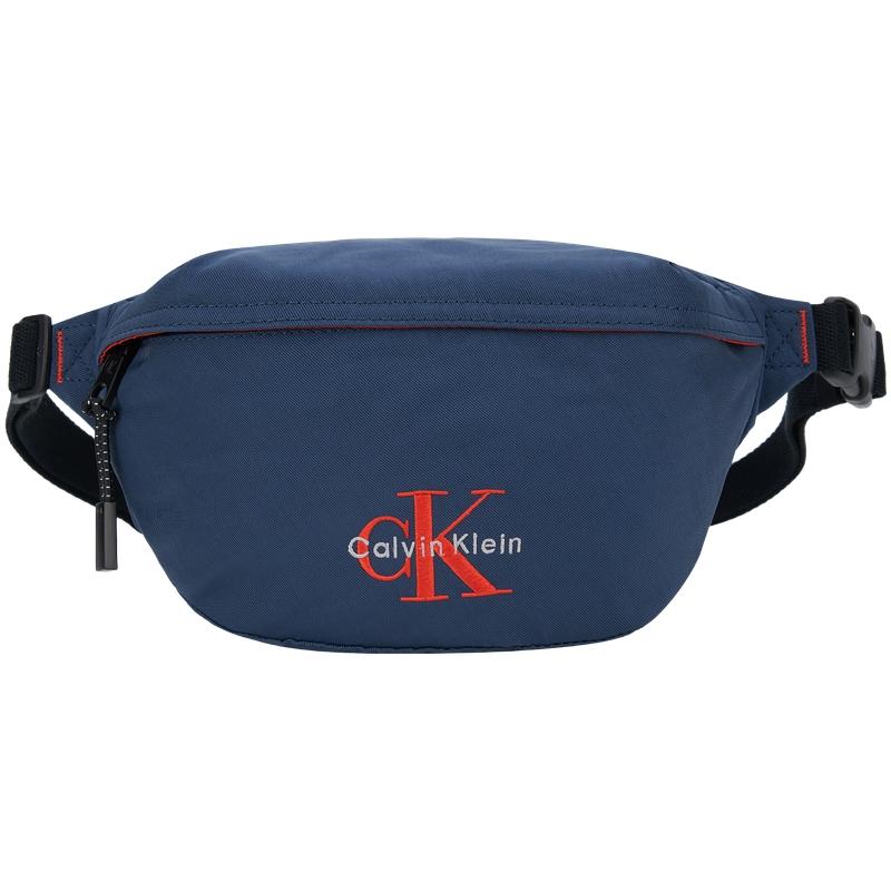 Calvin Klein Casual Commuter Embroidered Fabric Waist Bag Men bags Ocean-Blue 4D3116G-D1M Basic Set (Bag)