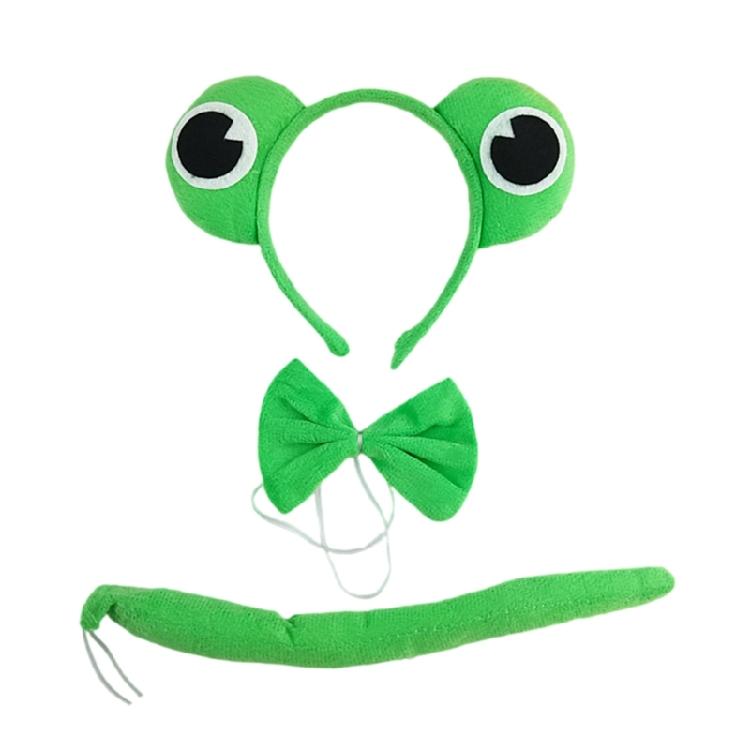Frogs Costume Accessories Set Frogs Ears Headband Tail Bowtie Animal Frogs Costume for Kids Adults
