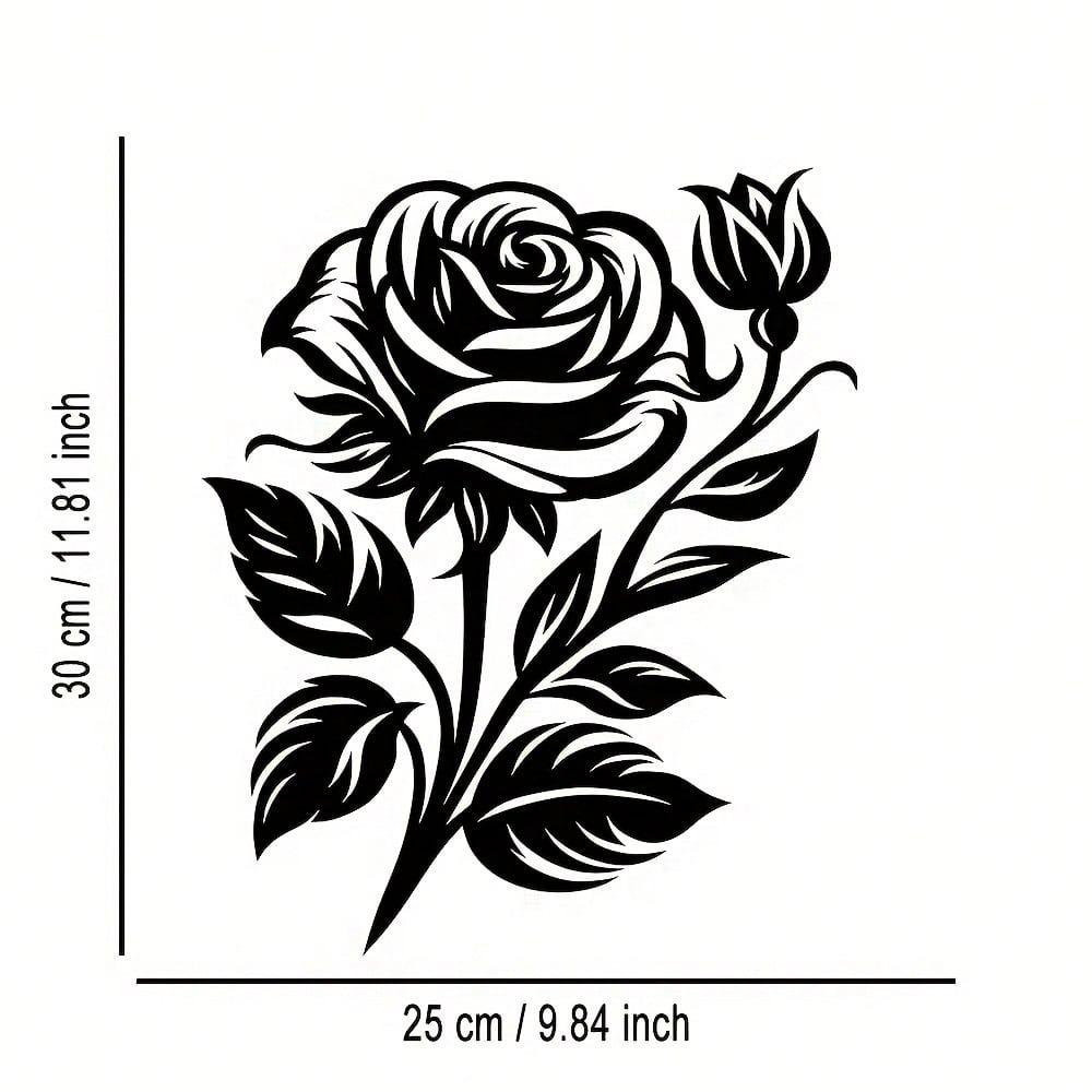 Black White Metal Rose Wall Art Iron Flower Decor for Home Office Cafe Gift