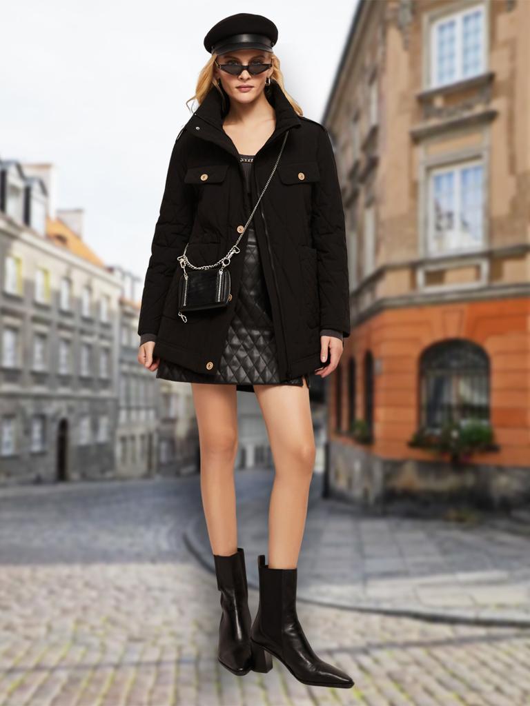 Herbst Winter Mittleren Alters Damenmode Kurzen Stil Stehkragen Baumwolle gefütterte Jacke