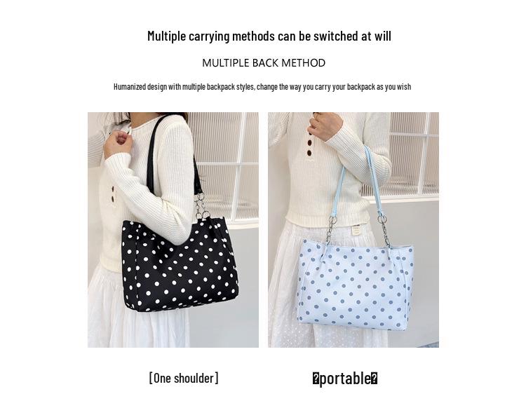 2026 Women's High-Capacity Polka Dot Tote Bag - Fashionable Shoulder & Handheld Design