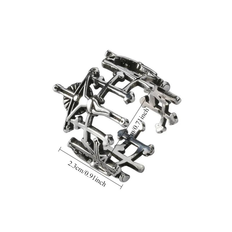 Retro Silver Color Jesus Cross Adjustable Ring for Women Fashion Vintage Men Finger Opening Ring Punk Party Jewelry Gift