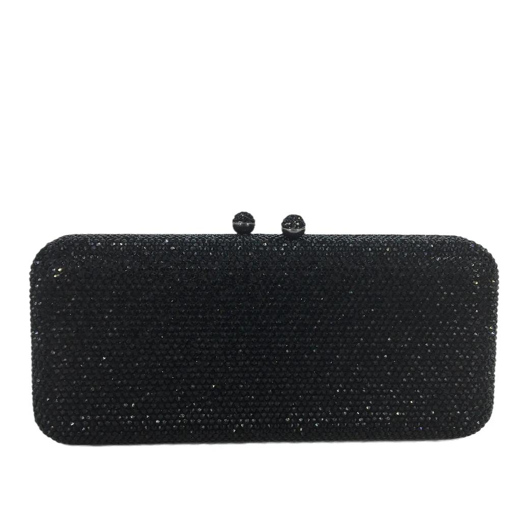 Boutique De FGG Women Brown Crystal Evening Bag Formal Party Dinner Rhinestone Handbags and Purses Bridal Diamond Clutch Purse