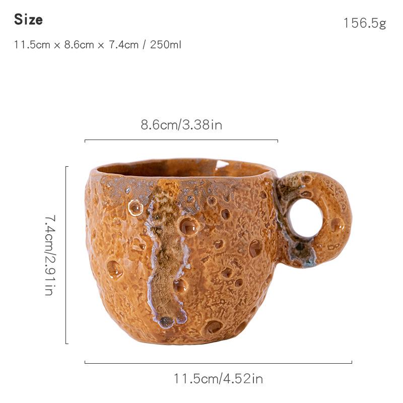 Japanese handmade retro glazed ceramic coffee cup, tea house creative souvenir cup, afternoon tea coarse ceramic coffee cup