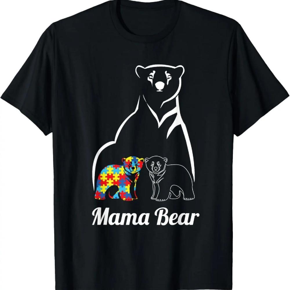 

Autism Awareness Mama Bear Mom Autistic Child T-Shirt XXXL
