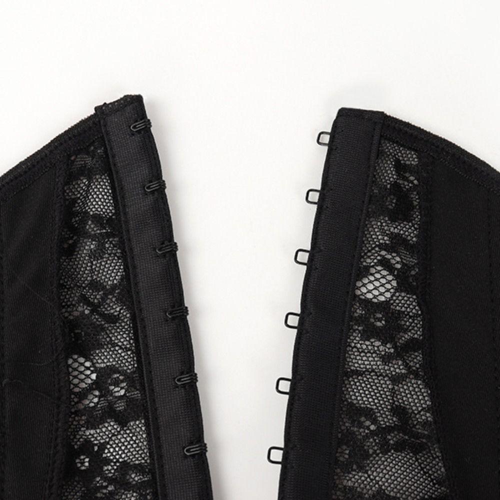 Transparent Lace Corset Mesh Hollow Slim Crop Tops Spicy Girl Style Lace Flower Camisole  Ladies