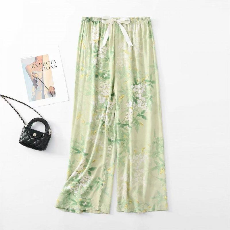Summer Women Printed Wide Leg Pants High Waist Loose Fit Casual Floral Trousers for Outdoor Walking