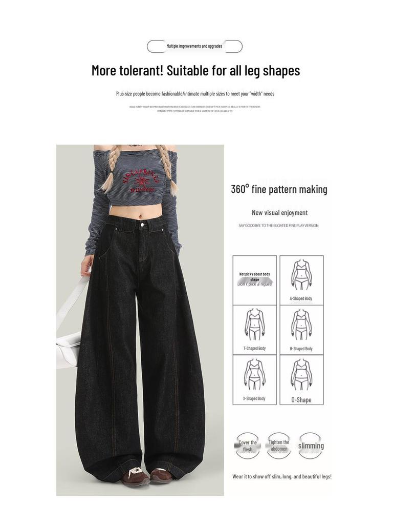 American Original Wide-Leg Denim Jeans for Women - Fall 2025: High-Waisted, Pear-Shaped, Slimming, Loose, Floor-Length Pants
