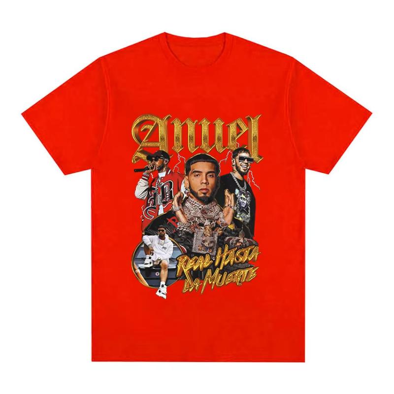 Rapper Anuel AA Retro Graphic T Shirt Real Hasta La Muerte Cotton Tshirt Unisexs Hip Hop Oversized Tees Unisex Punk Streetwear