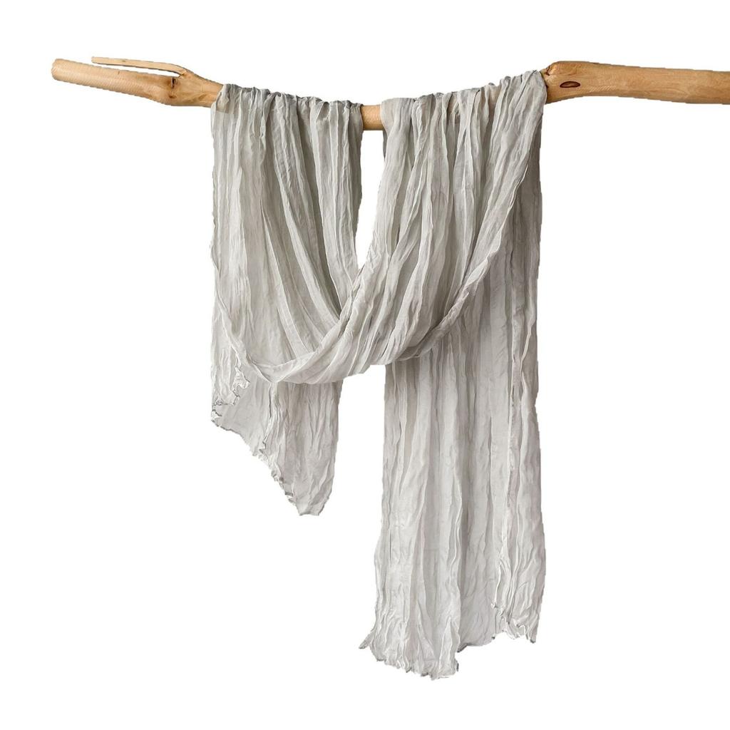 Maracia Headscarf Spring and Autumn Solid Color Cloud Pattern Folded Scarf Monochrome Thin Gauze Shawl Shawl