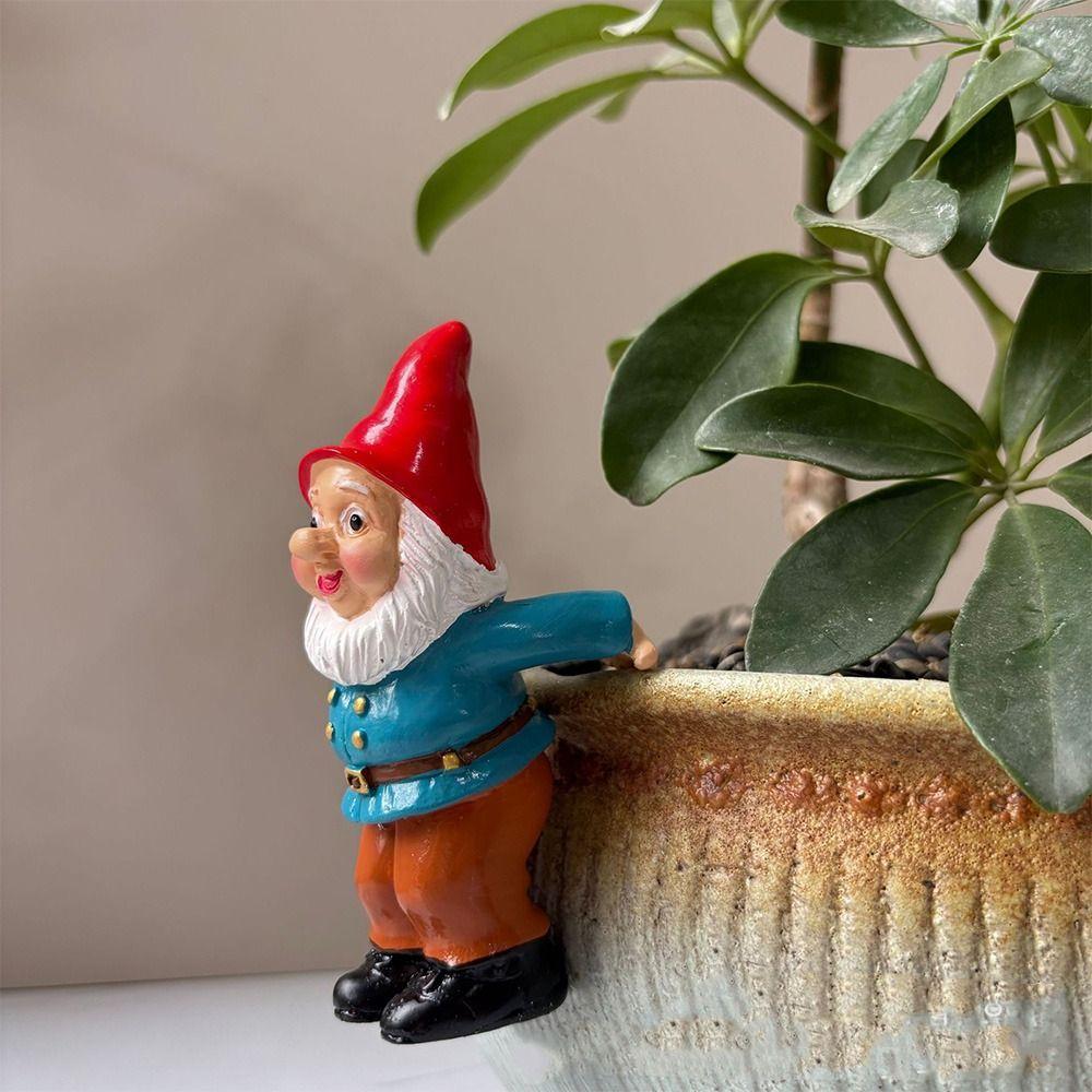 Cute Dwarf Hanging Flower Pot Cartoon Climbing Gnome Figurines Dwarf Elves Figurine  Home Decor