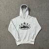Corteiz Classic Series Ship Print Logo Thin Plush Loop Hooded Sweater, Trendy Men's and Women's Casual Sweatpants