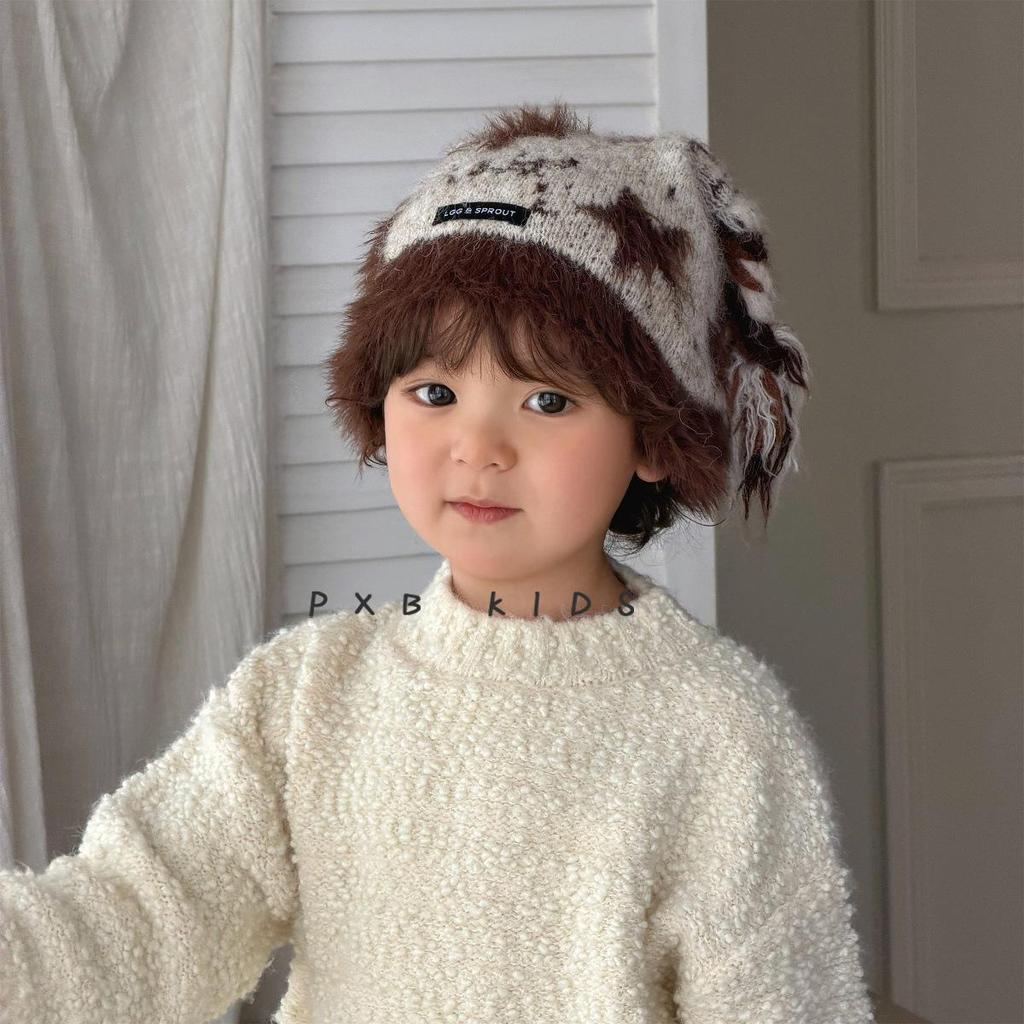 Korean Style Cute Star Braided Children's Knitted Wool Hat - Warm Autumn/Winter Parent-Child Pullover