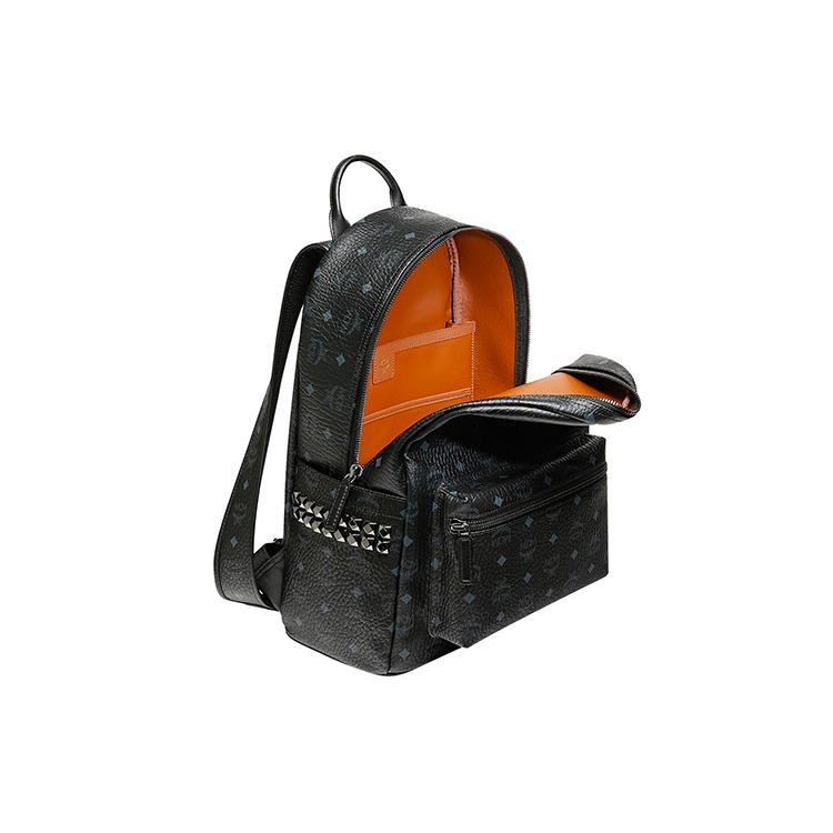 New MCM Stark Backpack Visetos Side Studs Medium Black MMK6SVE38BK001