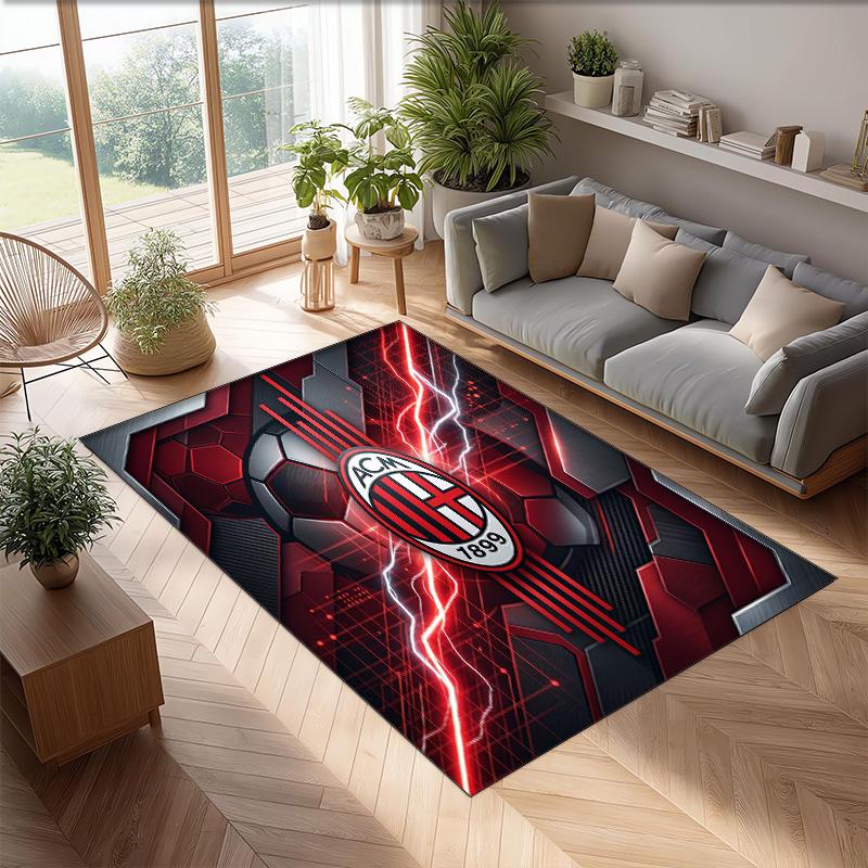 AC Milan Printed Flannel Area Rug Non Slip Soft Polyester Floor Carpet Indoor Decor Mat for Bedroom Living Room Sofa Game Room Home Decoration