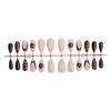 24pcs Women's French Tip Press On Nail Almond Shape False Nail with Leopard Flower Designs Gold Beads Stick On Nail Gift