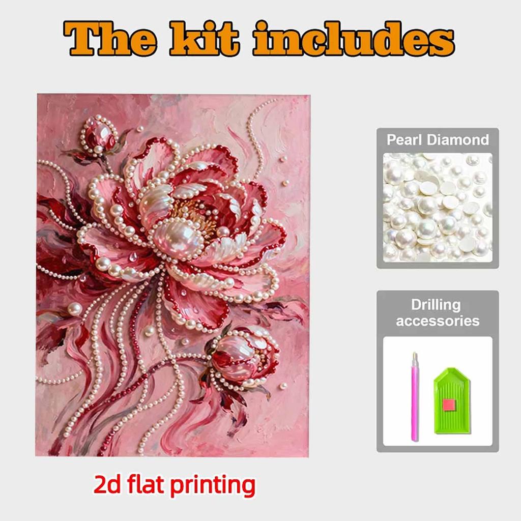 DIY Flower Pearl Art Painting for Home Wall Decor Pearl Gem Paintings Picture Arts Craft  for Adults/Beginners Gift Idea Home Decor Without Frame