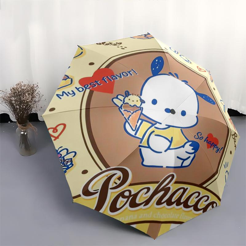 Pochacco & My Best Flavor Automatic 3-Fold Umbrella Design, Cute Cartoon Pattern, Portable Outdoor Umbrella, Perfect, Holiday Gift for Disney fans.Y07
