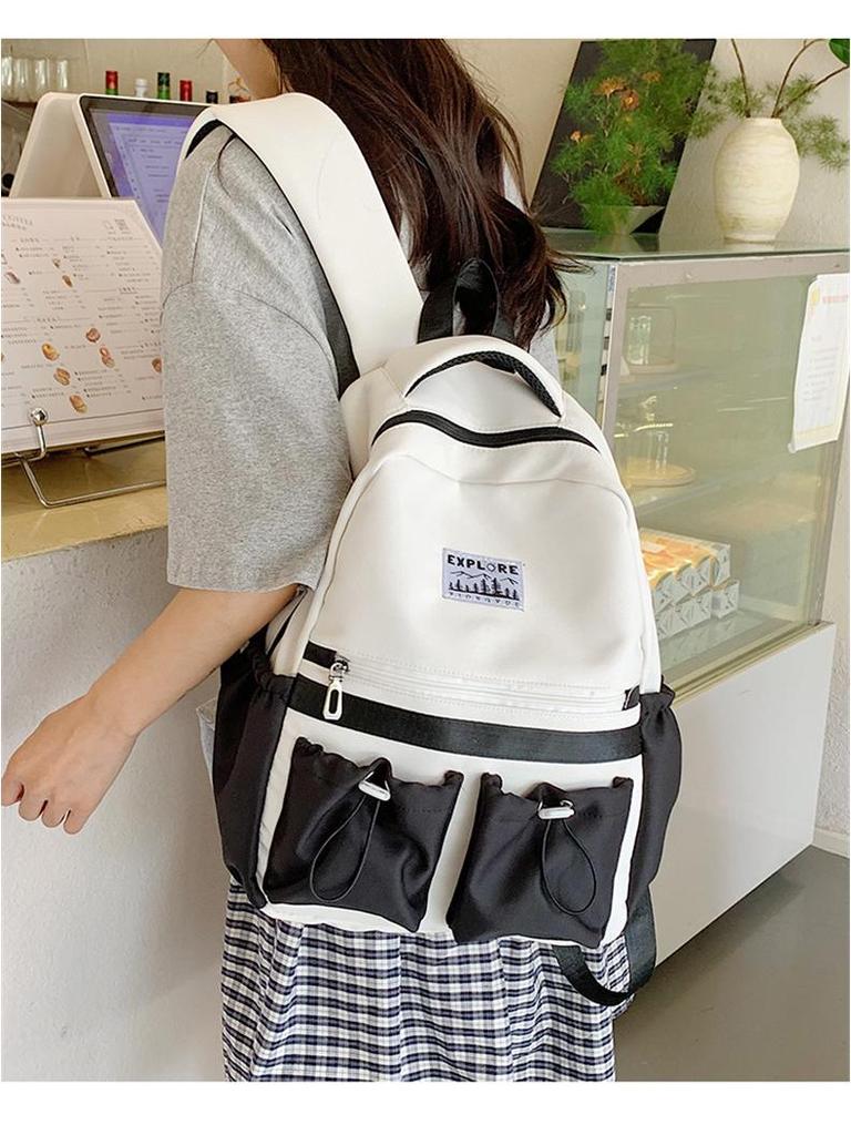 Large Capacity Backpack for Primary and Junior High Students - Durable Color Block Design for Outings, Third and Fourth Grade