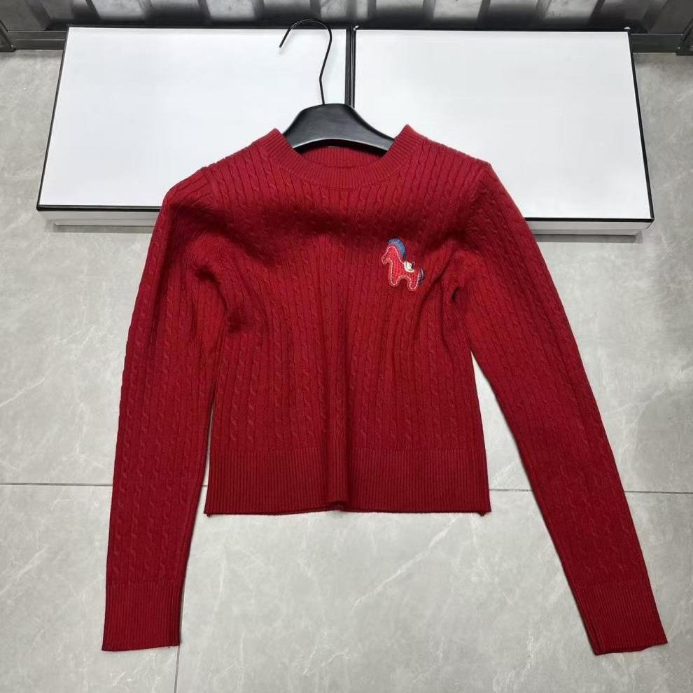 2026 Winter Solid Color Round Neck Knit Pullover Long Sleeve Casual Top
