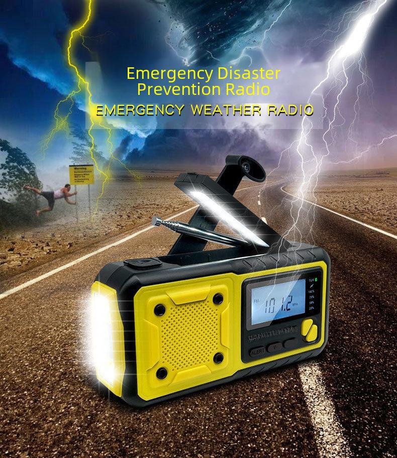 Radio d'urgence multifonctionnelle à énergie solaire et à manivelle & Lampe de poche Power Bank