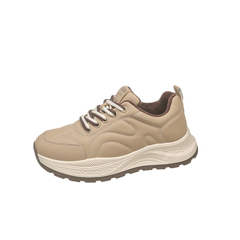 Popular leather Forrest Gump shoes platform casual sports shoes women's 2025 new autumn and winter velvet warm two cotton shoes