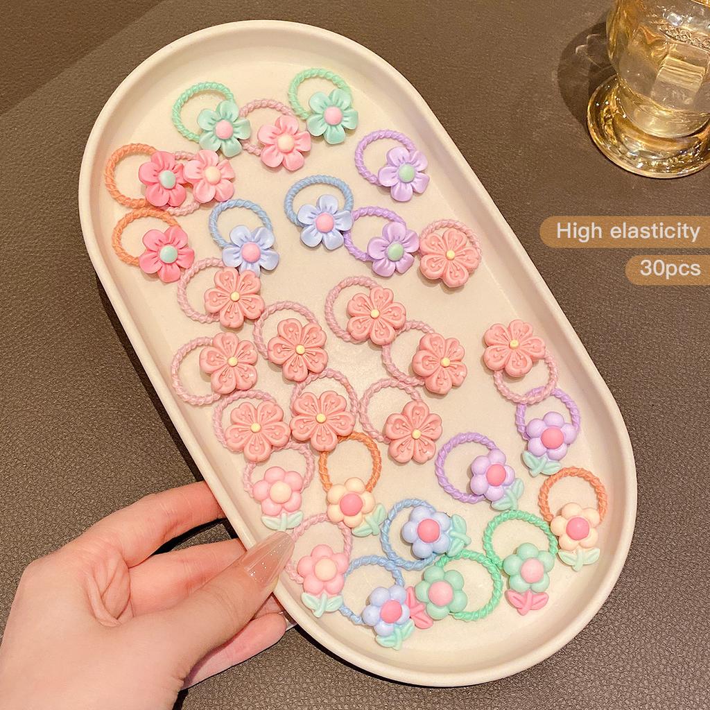 30 cute little girls with flower bands and children's hair rings suitable for daily use as hair accessories