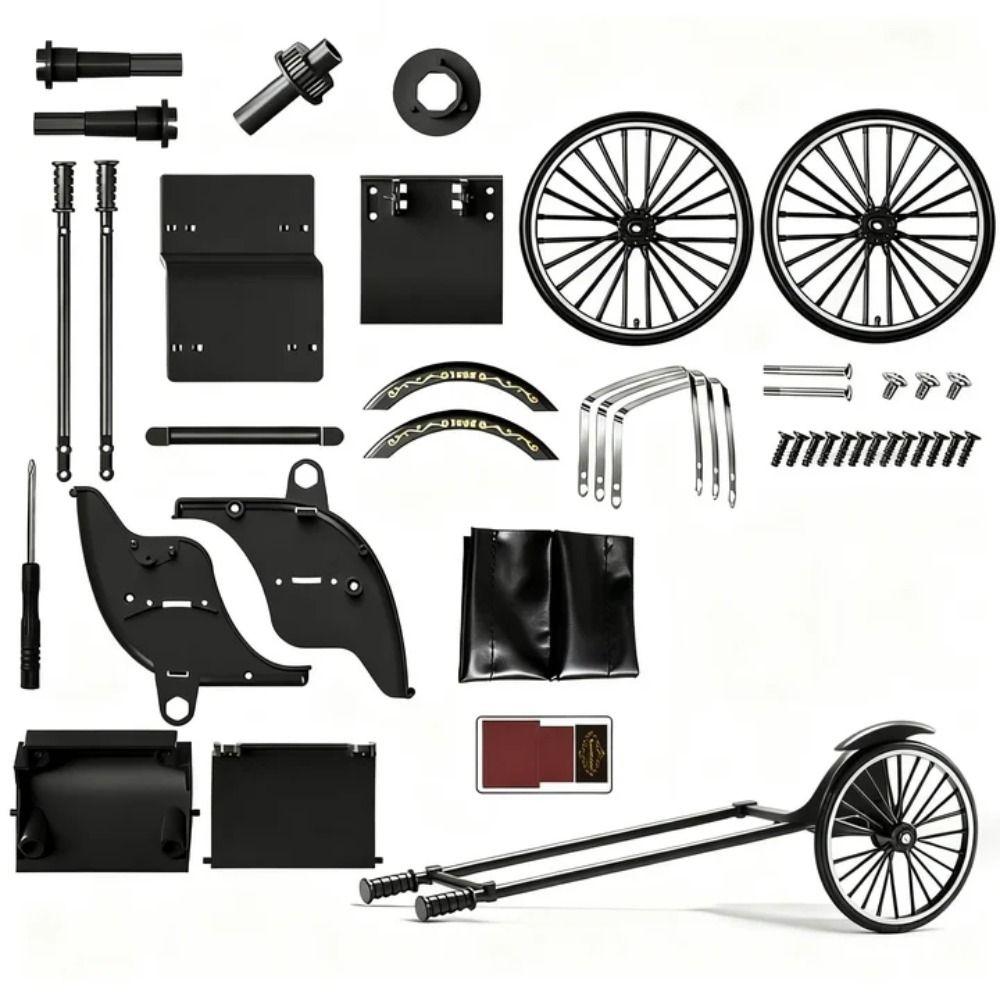 Vintage Classic DIY Rickshaw Toy 1:10 Simulation Rickshaw Human-Powered Rickshaw Model  Collections