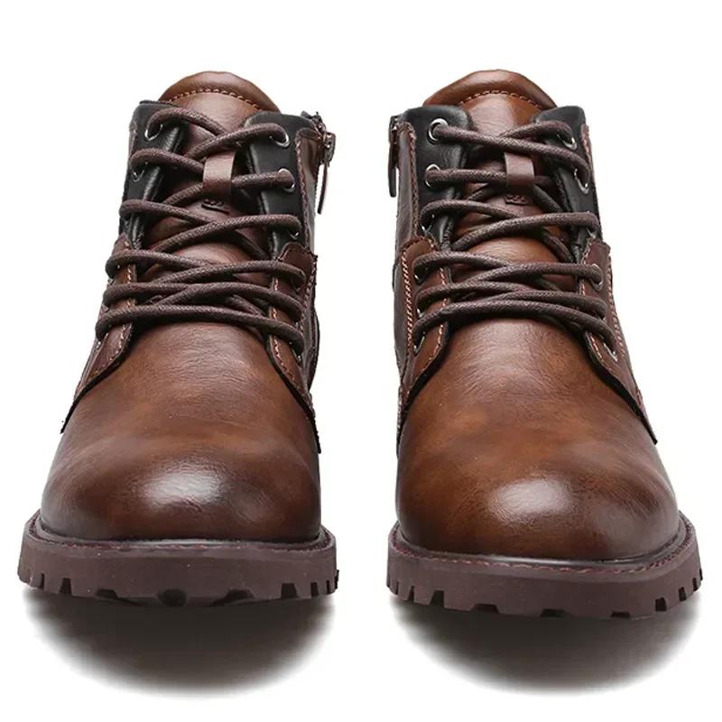 Fashion Men Boots 2024 New Autumn Winter Shoes High Quality Men's Leather Boots Side Zipper Men's Ankle Boots Large Size 39-48