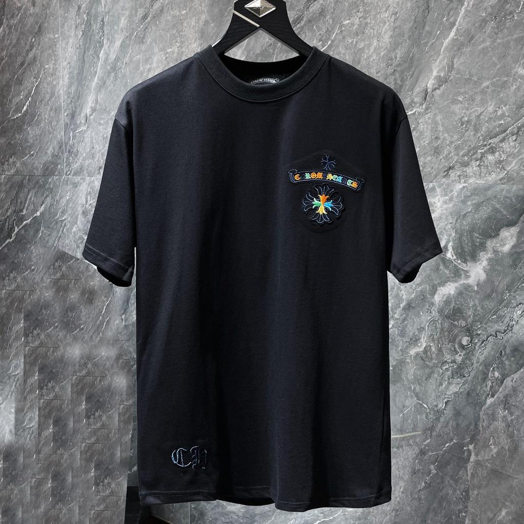 8719 CHROME HEARTS Sommar 2026 Ny Högkvalitativ Bomull Rund Hals Lös Stor Storlek Herr- och Dam-T-shirt Par-T-shirt