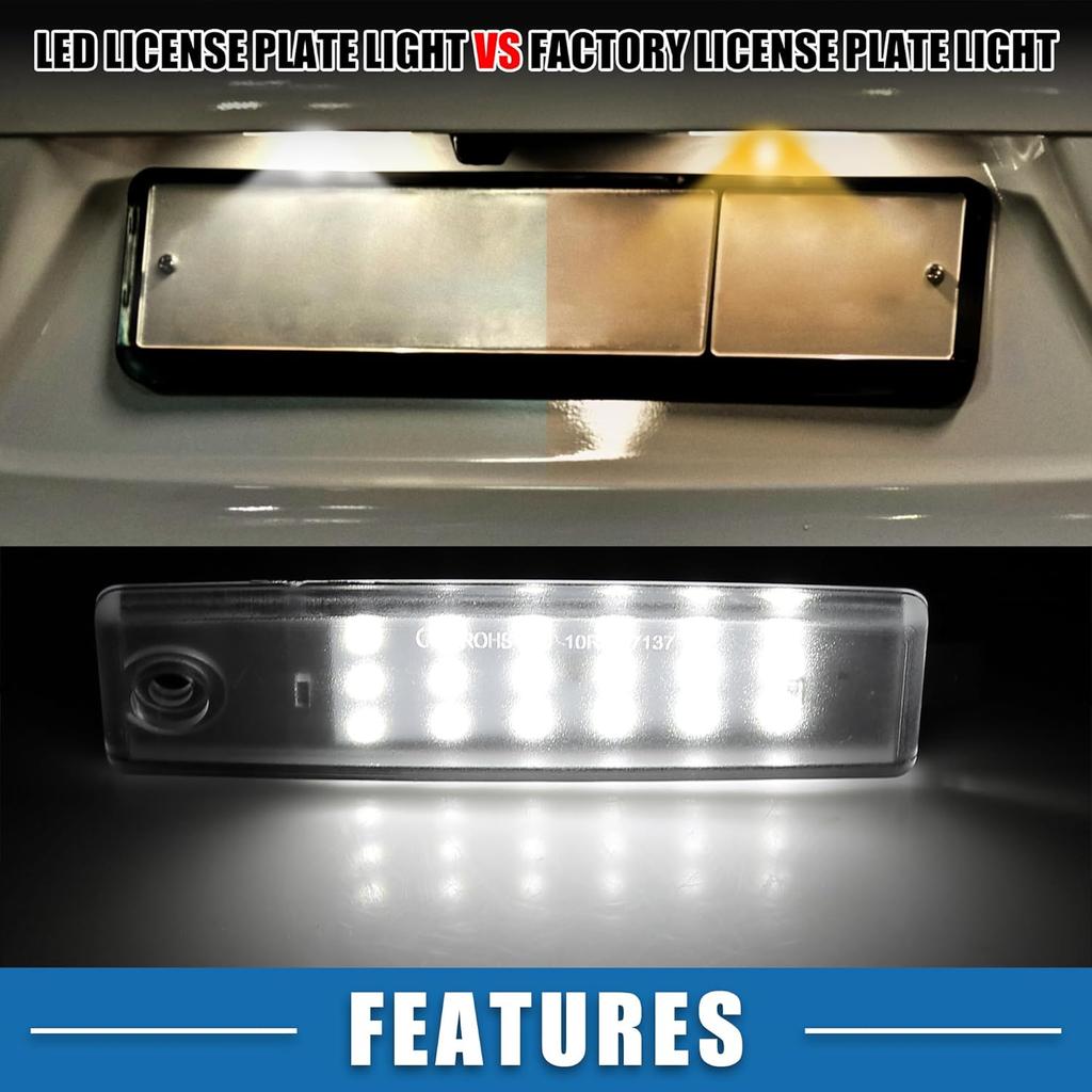 Car 6500K White 3528SMD LED License Plate Light Assembly 8127348010 for Toyota Highlander 2008-2013 for Lexus RX300 1999-2003 ABS Clear Black (Set of