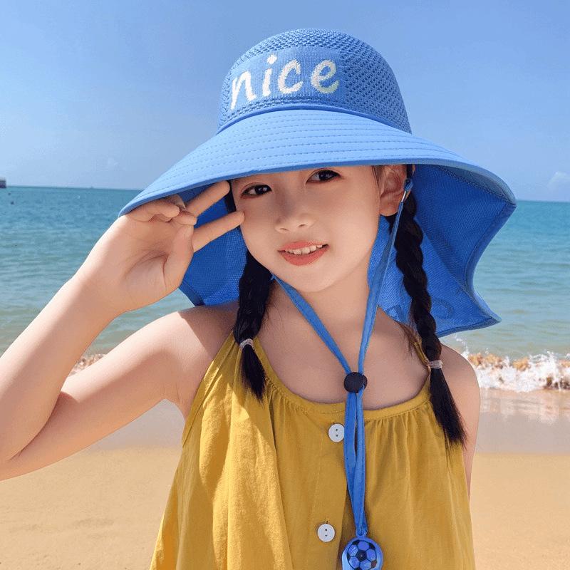 

Детская шляпа-веер Летняя шляпа от солнца с широкими полями для мальчика УФ-защита Шаль с открытым верхом для девочки 3-10 years old/50-54cm