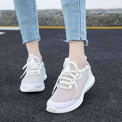 Summer Net Shoes Women's New Women's Shoes Breathable and Lightweight Mesh Sports Shoes Round Head Lace-up Casual Shoes Tide