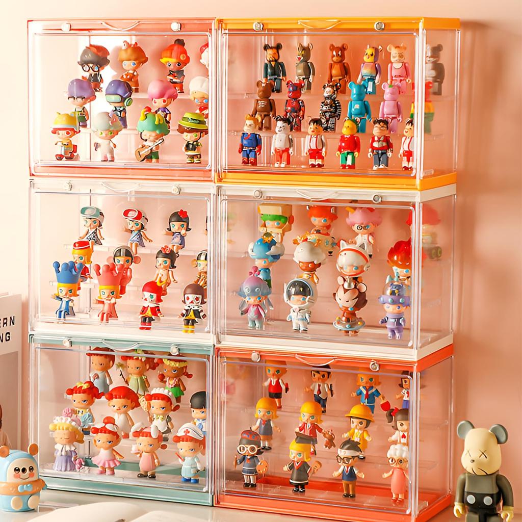 Formemory Display Storage Acrylic Figure Dustproof Miniature Magnetic Storage Horizontal Shelf Box, Stand, Design, Toys, Transparent, Case, Large,
