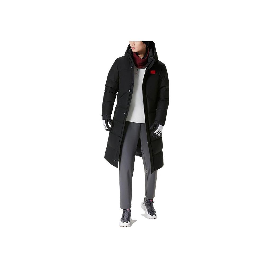 Anta Champion All-Weather Series Long Warm Hooded Zipper Down Jacket Unisex Outerwear Black 152350903-2