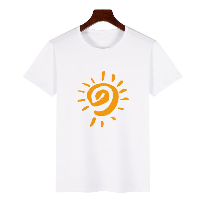 Trendy ShortSleeved Unisex Tshirt Sun Pattern Print Casual Polyester ParentChild Matching Summer Fashion Top for Boys Girls