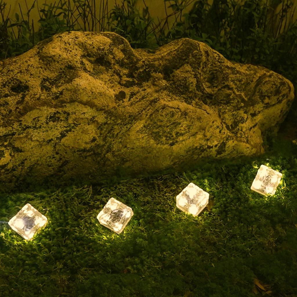 GWSOLAR Solar Set of Recessed Garden New Patterned Glass Creates a Magical Champagne Gold Ornamental 7cm 4 Automatic Perfect for and GW Model 4