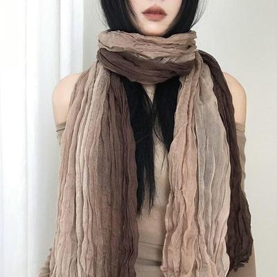 Sciarpa in Cotone e Canapa Sfumata Stile Deserto Vintage Pieghettata Moda Invernale Calda Sciarpa/Sciarpa Casual