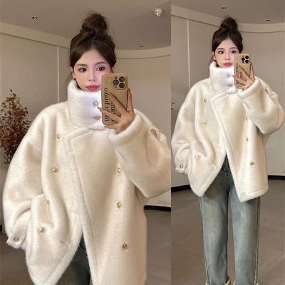 Winter New Imitation Mink Velvet Coat Women's Stand-up Collar Thickened Fur Integrated Medium and Long Fur Coat