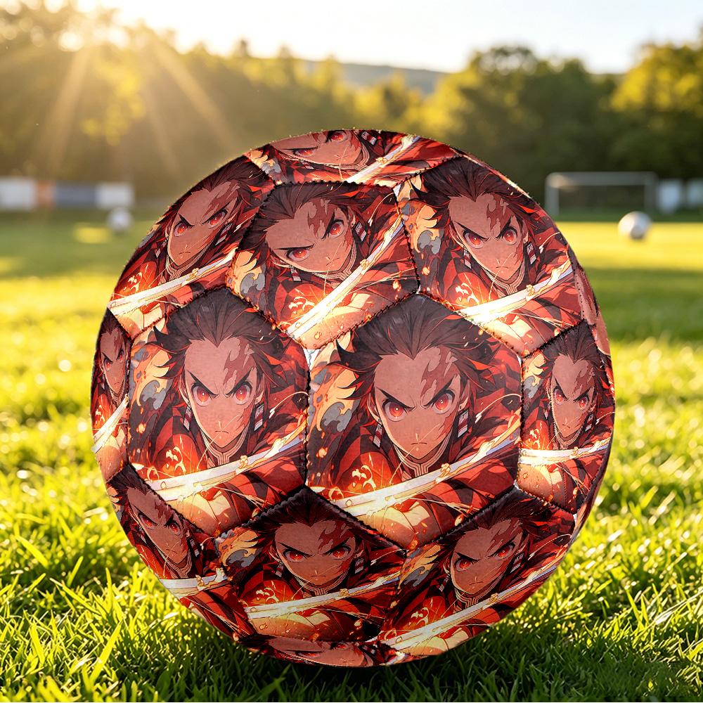 Demon Slayer Printed Size 5 Standard Football, Waterproof PU Training Soccer Ball for Outdoor Sports