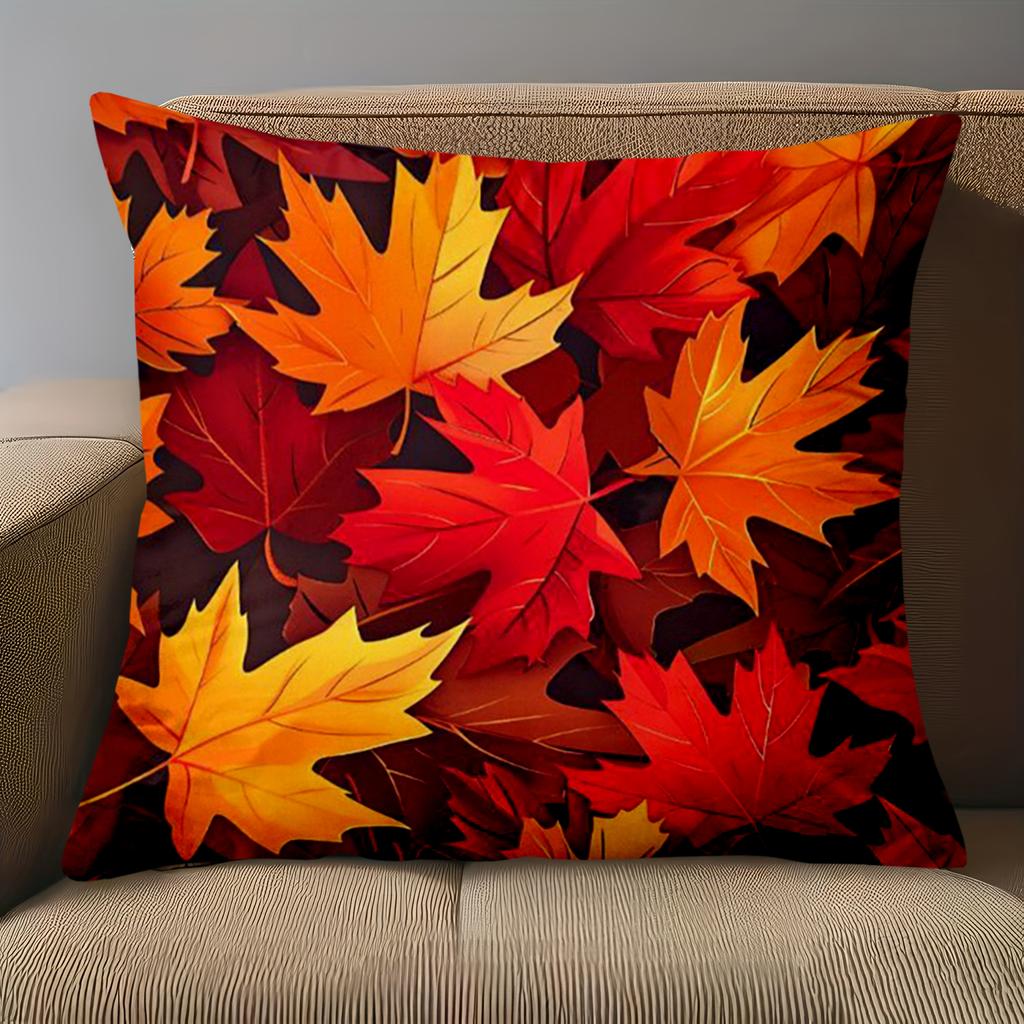 1 Pieces -2D Flat Printing Autumn Maple Leaf Pattern Throw Pillows Polyester Pillowcase Sofa Decorative Cushion Cover