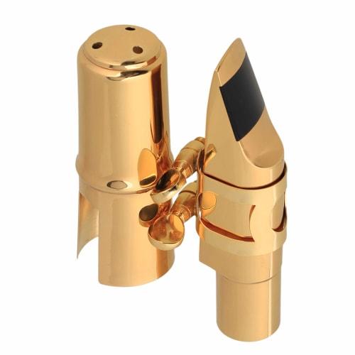 

Yibuy Golden Brass #7 B Flat Tenor Saxophone Mouthpiece Kit with Cap, Delicate Design, Deformation Resistant, Brass, 115mm