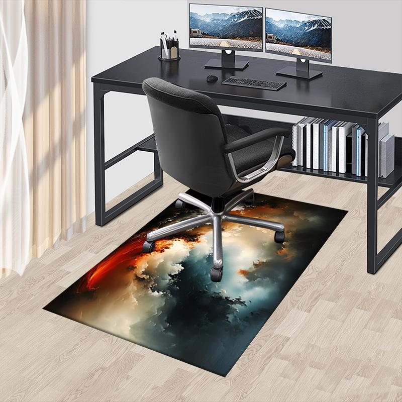 Fire Smoke Crystal Velvet Chair Mat Area Rug - Non-Slip, Floor Mat, Office Desk Chair Rugs, Bedroom Decor.Christmas Gift-1106060