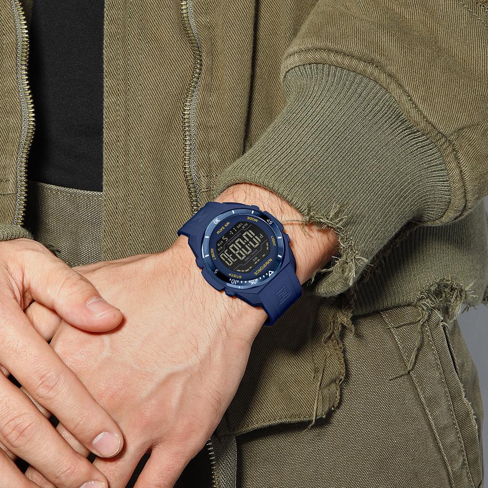 NAVIFORCE Original DIgital Watch Men LCD Display Calendar Date Chronograph Alarm Night Pattern Silicone Strap Waterproof Boys Watch NF7138