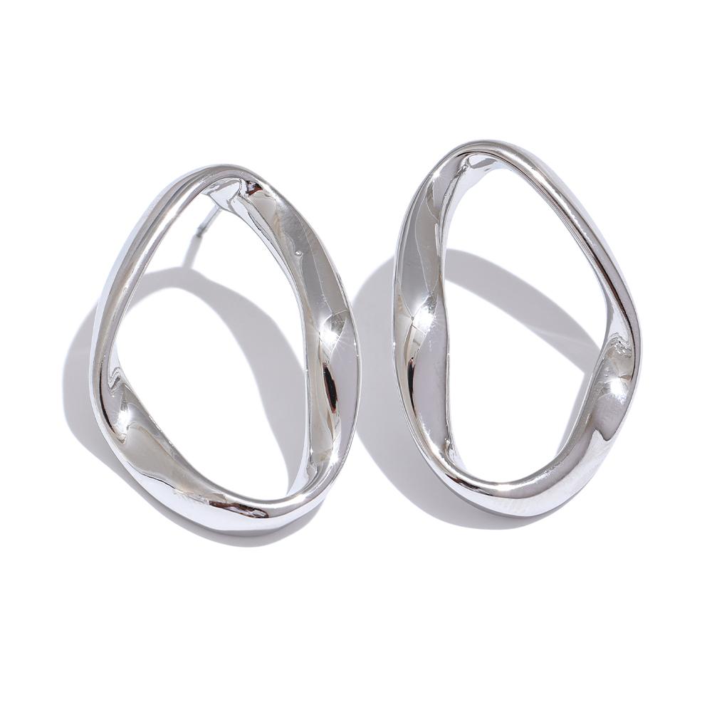 

Yhpup Minimalist 316L Stainless Steel Oval Hollow Charm Metal Stud Earrings 18K Gold & Platinum Plated Versatile Daily Jewelry