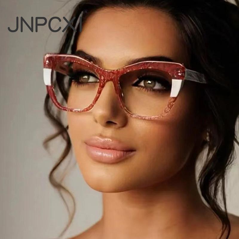 New Fashion Double Color Cat Eye Women Glasses Frame Clear Anti Blue Light Optical Leopard Eyewear